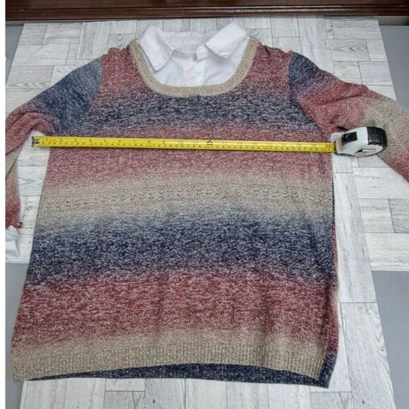 Al­fred Dun­ner Knit Lay­ered Look Sweater- Medium- ombre, fall, work, casual - Picture 10 of 11